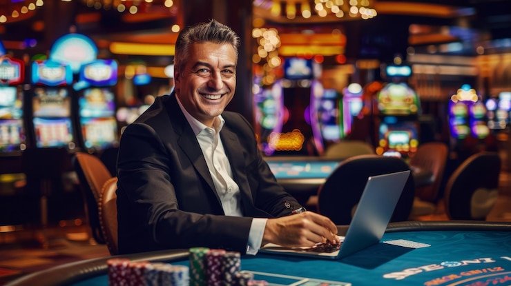 Area taruhan Caribbean Stud Poker dengan opsi ante dan call